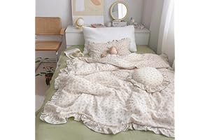 BuLuTu Girls Toddler Duvet Cover 47 x 59 Inch, Soft Muslin Cotton Crib Duvet Covers for Summer Quilt Cover Toddler Baby Beddi