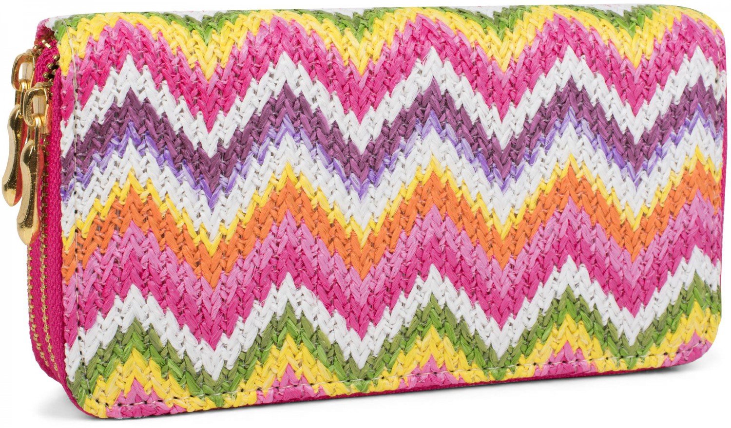 styleBREAKER Zig zag Pattern Ethno Design Purse with, Zipper, Wallet, Ladies 02040049, Colour:Pink-Multicolour-Lengthwise