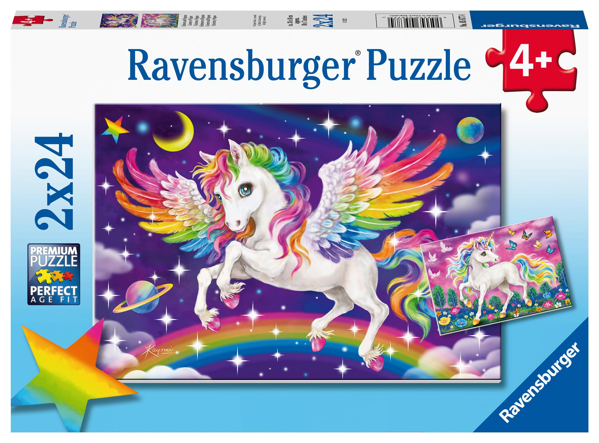 Ravensburger Unicorn & Pegasus 2x 24 Pieces Jigsaw Puzzles for Kids Age 3 Years Up - Gifts for Toddlers