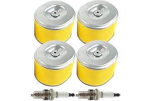TURBOTUNITY 4 Pack GX160 Air Filter w/Spark Plugs for Honda GX140 GX200 5hp 5.5hp 6.5hp Engine 17210-ZE1-505 17210-Z4M-821 17210-ZE1-822 Air Cleaner