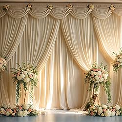 20ft x 12ft Beige Backdrop Curtain for