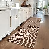 ROYHOME Modern Rug 2x6 Runners for Hallways, Abstract Kitchen Runner Rugs Non Slip Bath Runner, Rainbow Washable Runners Rug for Bedroom, Soft Long Rugs for Entryway Bathroom Laundry Dorm, Copper