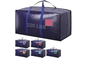 RMOHRO 6 Pack Extra Large Heavy Duty Moving Bags with Reinforced Zipper & Wide Handles, Moisture-Resistant Storage Bins Packing Cubes for Clothes, College Dorm, Travel, and Home Organization, Dark Blue