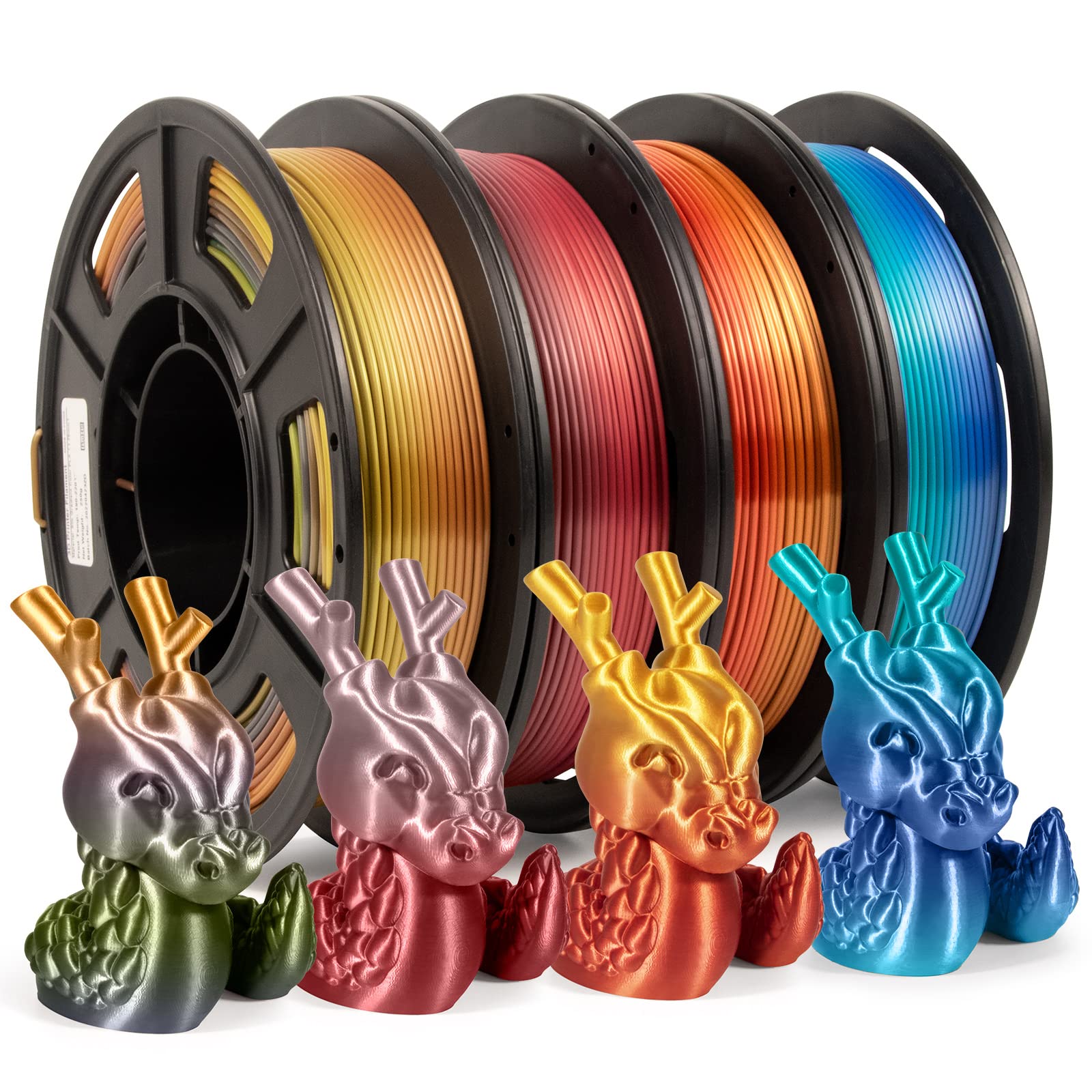 iSANMATE Gradient Silk PLA Filament Set, Gradient Color Silk Filament 1.75mm, 3D Printer PLA Filament Accuracy +/- 0.03 mm, 250g/Spool x 4 Compatible with Most FDM 3D Printers