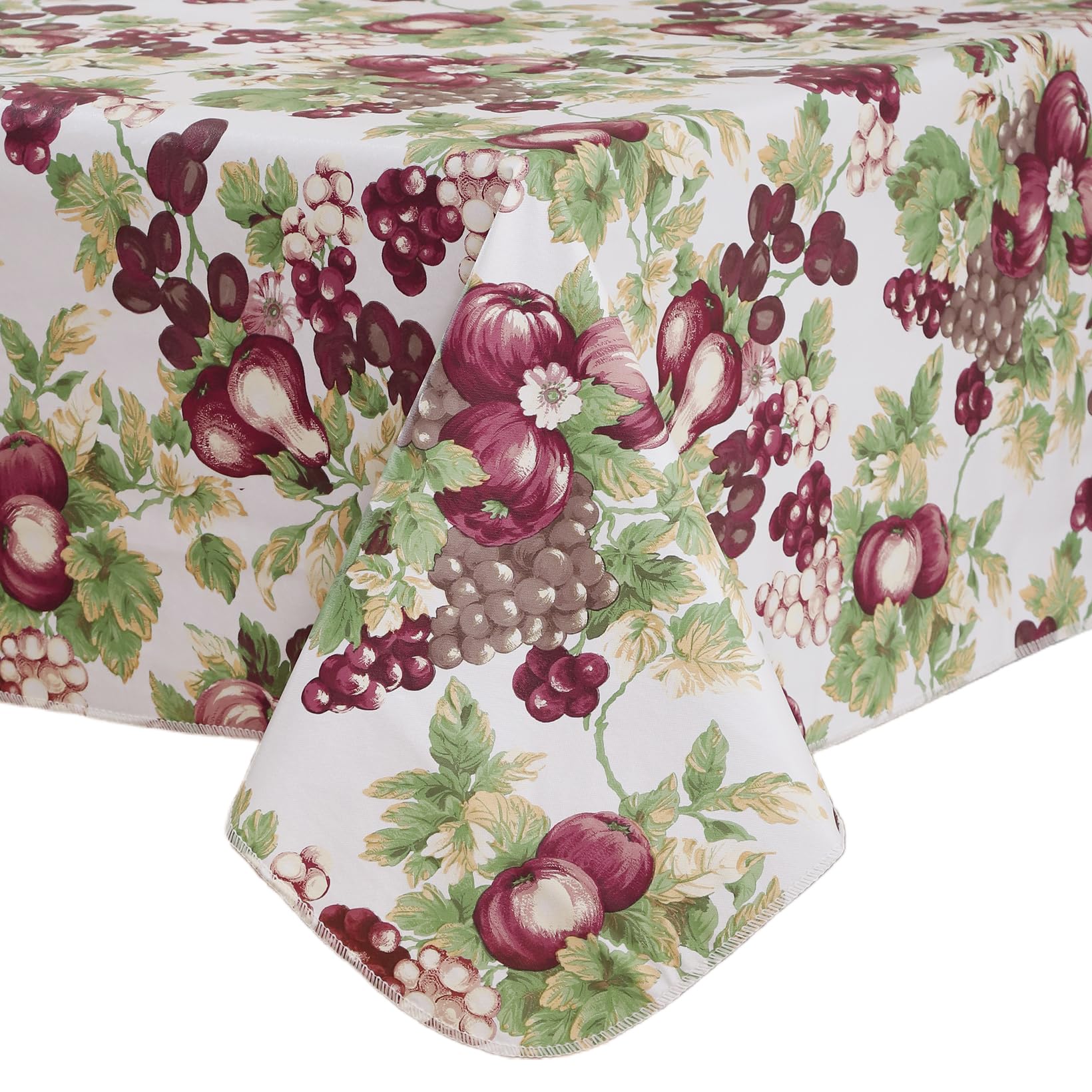 Photo 1 of Heavy Duty Vinyl Tablecloth with Flannel Backing Waterproof Oil-Proof Plastic Table Cloth Stain-Resistant Wipeable Rectangle or Square Table Cover for Indoor and Outdoor (Fruits, 52x70 Inch)