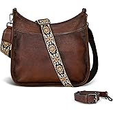 Iswee Crossbody Bags for Women Genuine Leather Purses Vintage Shoulder Handbags Travel Cross Body Bag with Boho Strap