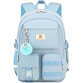 Hidds Laptop Backpacks 15.6 Inch College Backpack Elementary Middle High School Bag Large Cute Bookbags Anti Theft Travel Back Pack Casual Daypack Kids Book Bag for Teens Girls Women Students-Blue