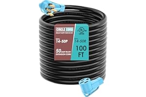 CircleCord UL Listed 50 Amp 100 Feet RV/EV Extension Cord, Heavy Duty 6/3+8/1 Gauge STW Wire, NEMA 14-50P/R Suit for Tesla Model 3/S/X/Y EV Charging and RV Trailer Campers