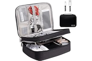 Electronics Organizer, OrgaWise Electronic Accessories Bag Travel Cable Organizer Three-Layer for iPad Mini, Kindle, Hard Drives, Cables, Chargers