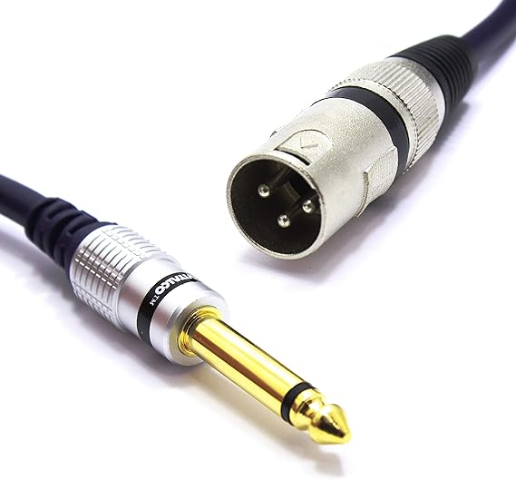 XLR Male to Jack 6.35 1/4" Mono 1.5m Cable Vitalco 3 Pin Microphone to