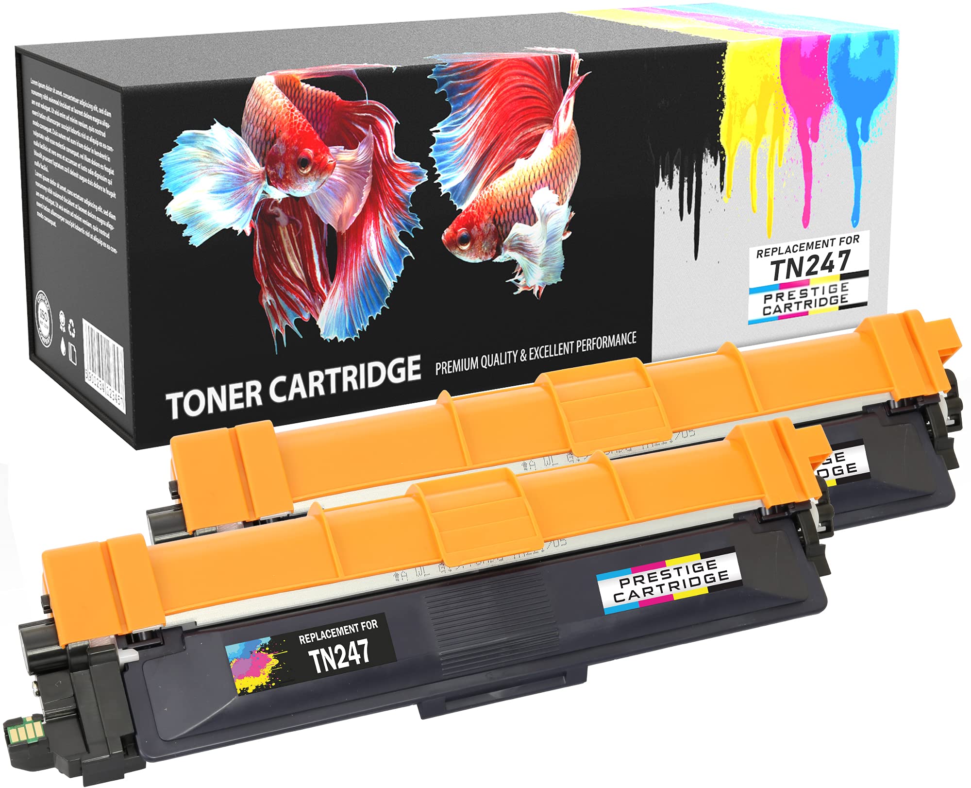 2 Compatible High Yield Black Laser Toner Cartridges Replacement for Brother DCP-L3510CDW, DCP-L3550CDW, HL-L3210CW, HL-L3230CDW, MFC-L3710CW, MFC-L3750CDW, MFC-L3770CDW | TN-247 with CHIP