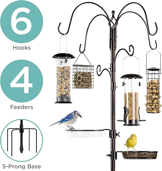 Best Choice Products 6Hook Bird Feeding Station, Steel