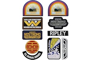 HAMOWTUX 【Iron On/Hook & Loop】 10 PCS USCSS Nostromo Patches Ellen Crew Ripley Halloween Alien Movie Costume Embroidered Patches Set