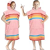 SUN CUBE Kids Changing Robe Surf Poncho, Kids Beach Towels, Hooded Towel for Toddler Bath Pool, Microfiber Quick Dry Wearable Towel Poncho with Hood, Swim Towel for Boys Girls 3-7 Years, Black
