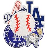 JEFUZH 5Pcs Los Angeles Fans' Favorite Baseball Iron On Patches for Hats Backpack Jeans Jacket Woman&amp;Man