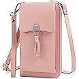Pearl Angeli Genuine Leather Crossbody Cellphone Bag for Women RFID Blocking Small Phone Wallet Purse with Shoulder Strap