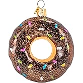 Old World Christmas Chocolate Frosted Donut Glass Blown Ornament for Christmas Tree