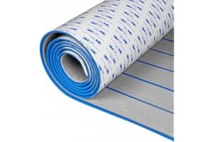 OCEANBROAD EVA Foam Boat Flooring with 3M Adhesive Backing Marine Self-Adhesive Decking 96''x45.6''/36''/28.8''/16.8'', 48''x16.8'' Faux Teak Sheet for Jon Boats Swim Platform Helm Pad RV Floor