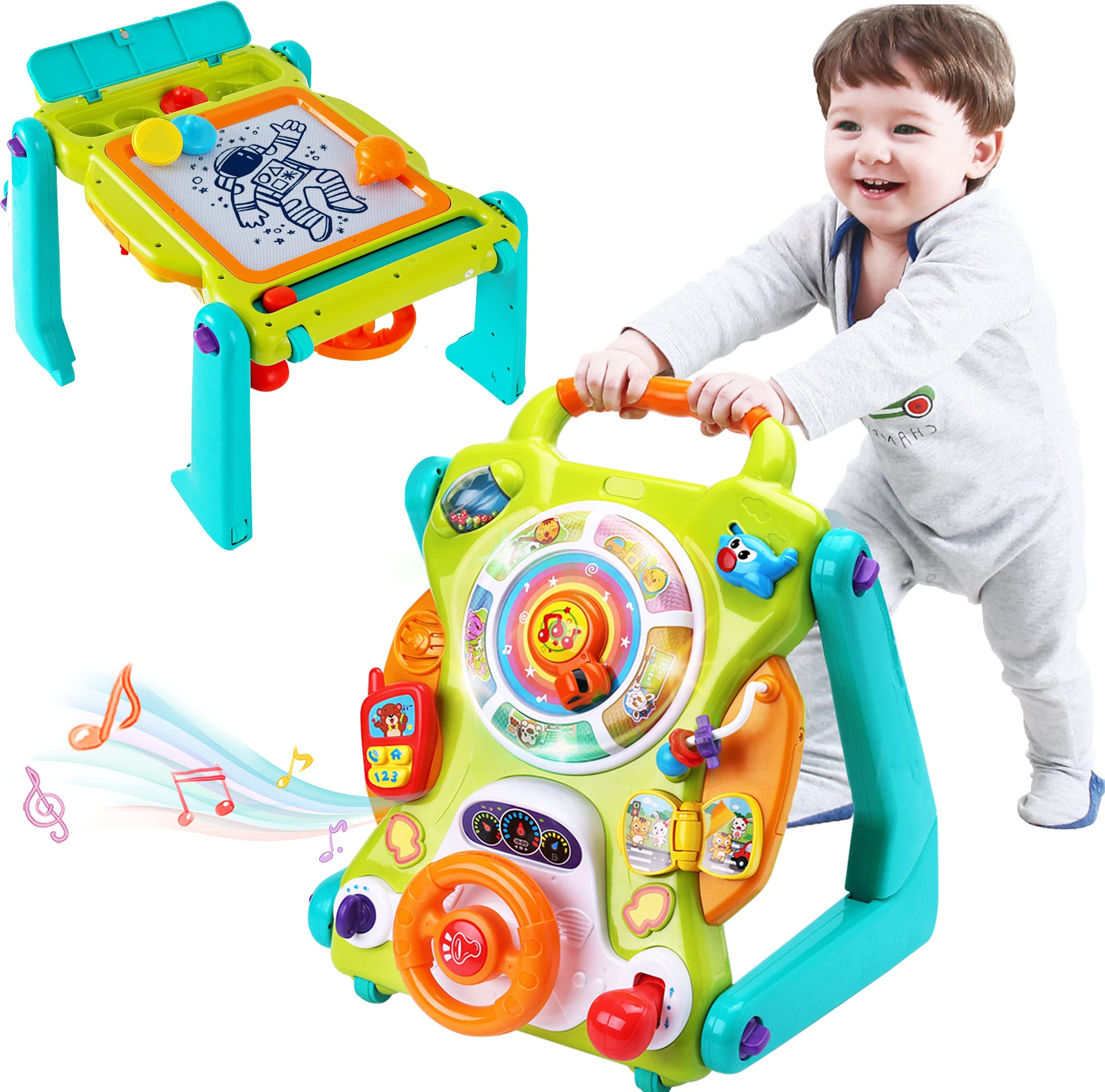Photo 1 of iPlay, iLearn 3 in 1 Baby Walker Sit to Stand Toys, Kids Activity Center, Toddlers Musical Fun Table, Lights and Sounds, Learning, Birthday Gift for 9, 12, 18 Months, 1, 2 Year Old, Infant, Boy, Girl