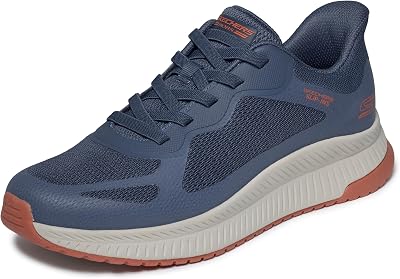 Hombre Bobs Squad 4 Zapatillas Deportivas, Navy Orange Mesh, 43 EU