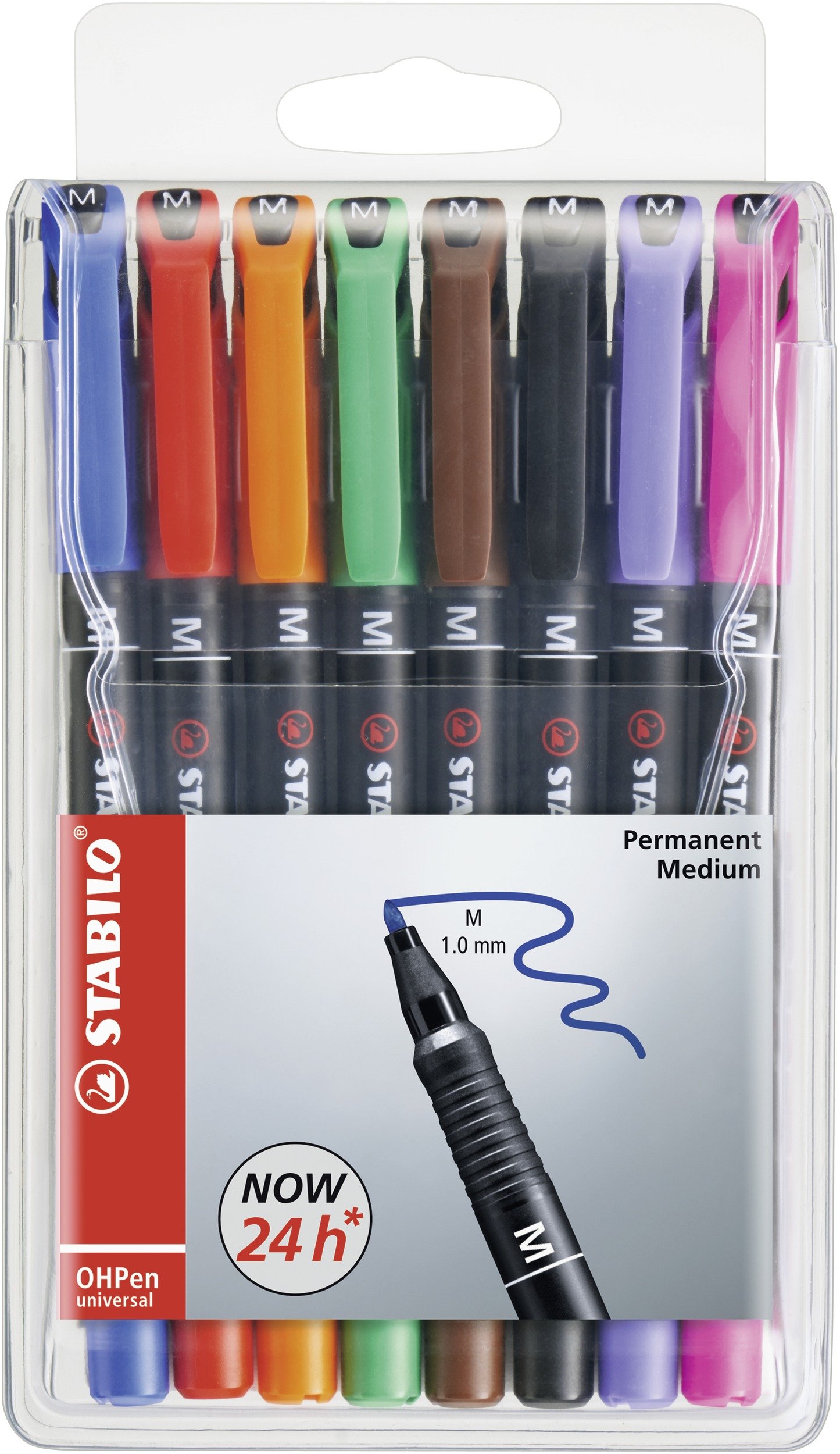 STABILO OHPen universal - Pen for Overhead Projection - Permanent Medium (M) - Pack of 8 - Assorted Colours