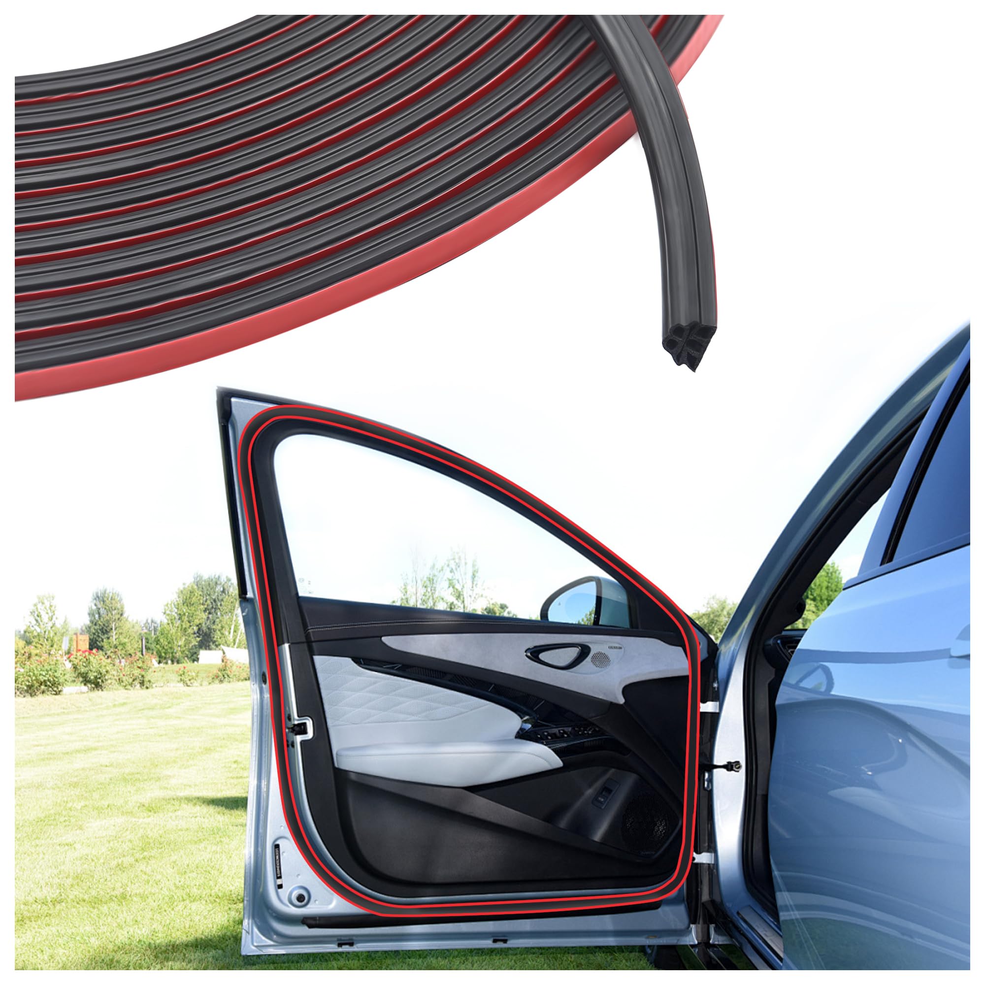 Photo 1 of 16.4Ft Automotive Weather Stripping,Upgrade Soundproofing Car Door Seal Strip with 3 Layer Structure,Universal Car Accessories Rubber Driver Door Seal for Car Door/Hood (16.4Ft)