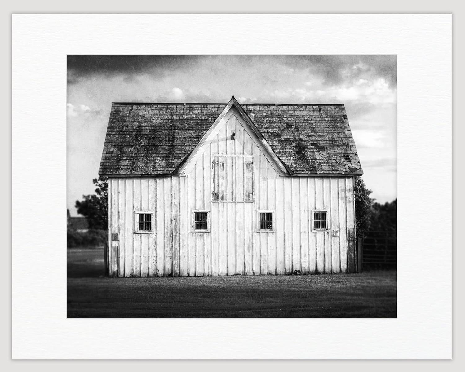 Photographs - Lisa Russo Fine Art - Modern Farmhouse Wall Decor Black and White Barn Landscape Photography Print - Not Framed (8x10 Print with 11x14 Mat)