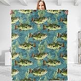 dhakalrlde Fish-Themed Throw Blanket - Plush, Soft, Comfy, Lightweight, Warm, Fuzzy, Anti-Pilling Flannel Blanket for Couch, Sofa, Bed, Travel, Office for Boys and Men 50''×60''