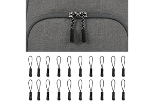 Rubber Zipper Pull Cord Set Detachable Replacement Zipper Pulls 20 Pieces for Jackets Bags Luggage and DIY Sewing(Black and W
