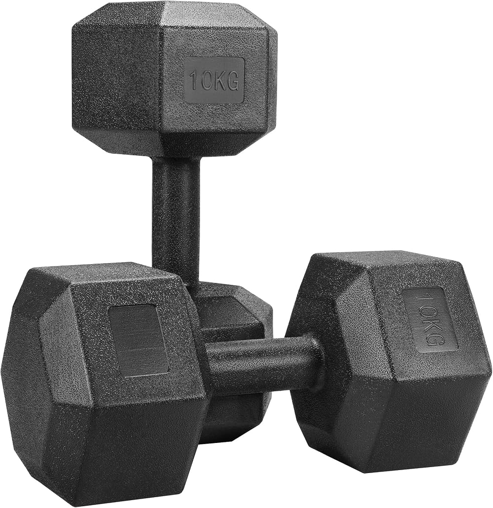 Yaheetech 2x10kg Dumbbells Set Hex Head PVC Coated Non Slip Grips