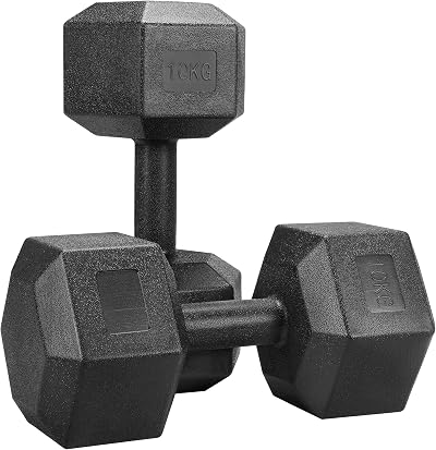 Yaheetech 2x10kg Dumbbells Set Hex Head PVC Coated Non Slip Grips