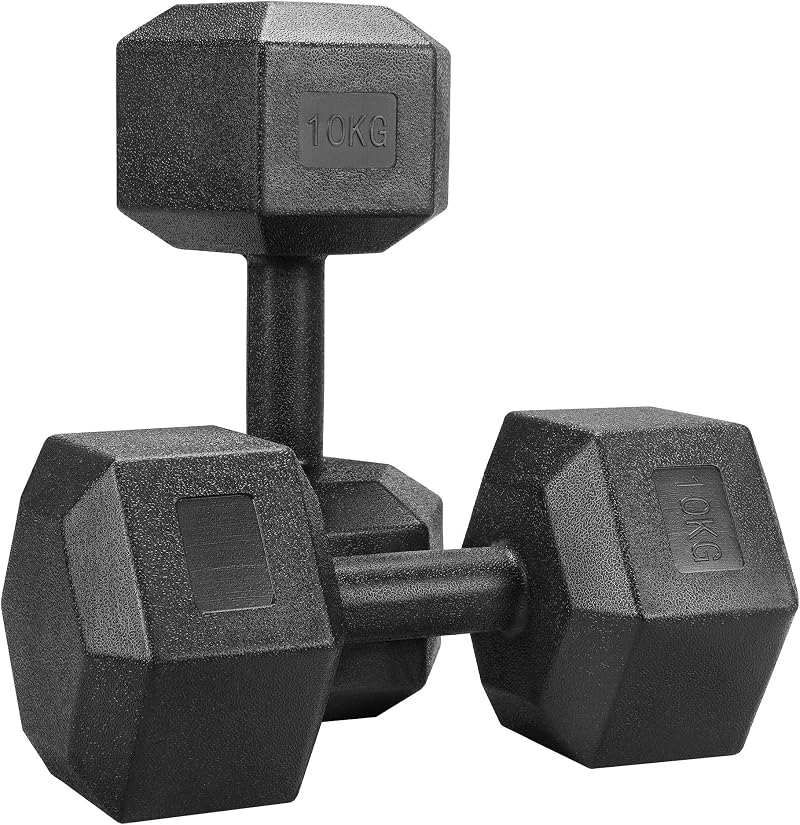 Yaheetech 2x10kg Dumbbells Set Hex Head PVC Coated Non Slip Grips