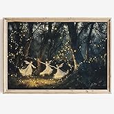 Fairy Canvas Wall Art Dark Forest Painting Vintage Fairy Art Print Forest Witch Wall Art Dark Academia Artwork Spooky Forests Picture Vintage Gothic Canvas Print Fantasy Canvas Print 16x24in No Frame