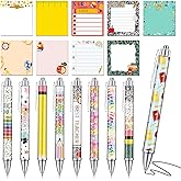 Saypacck 18 Pcs Teacher Desk Accessories, 9 Pads Cute Sticky Notes, 9 Kawaii Pens, 3 x 3 Inches Notepads Memo Pad for Office Supplies Meeting Students School Decor Teacher Gifts