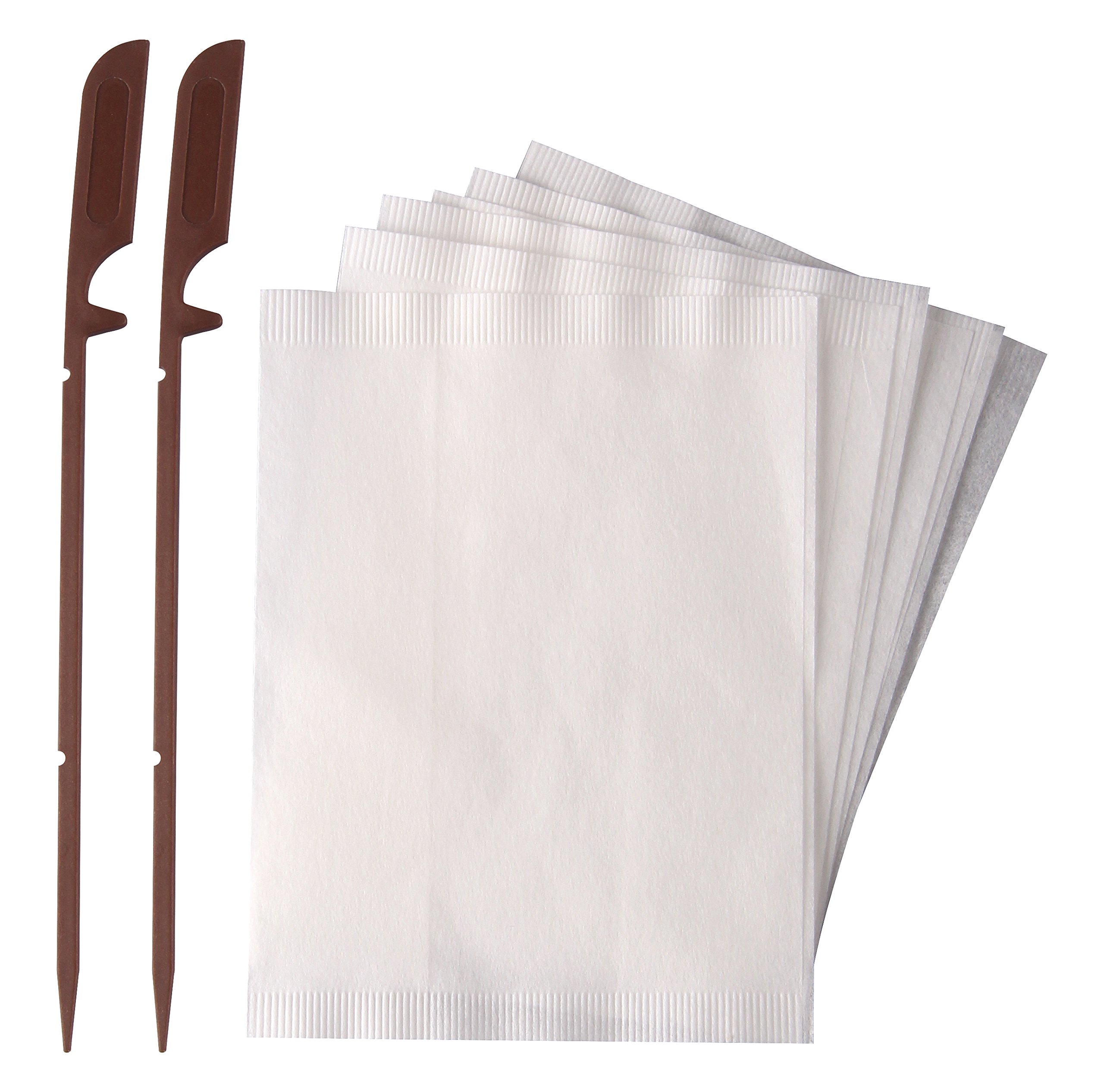 FACKELMANN 2 tea filter sticks + 40 filter bags, plastic, white, brown, dimensions: 10 x 7.5 cm, length of sticks: approx. 14.5 cm