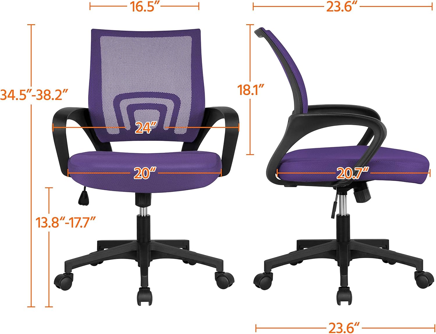 YAHEETECH Ergonomic Mesh Office Desk Chair, Adjustable Executive Chair with Swivel & Lumbar Support for Conference and Home Purple: Furniture & Decor