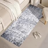 GarveeHome 2x6 Modern Abstract Runner Rug Non Slip Soft Rug Stain Resistant Rugs Low Pile Non Shed Machine Washable for Hallway Kitchen Bathroom, Light Grey