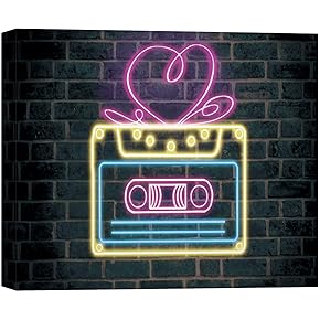 SIGNWIN Canvas Wall Art Retro Blue Boombox Cassette...