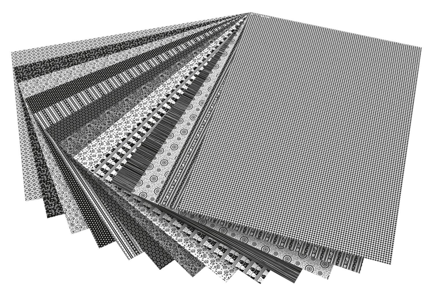 folia 46709 – Motif Card Black – White Assorted 50 x 70 cm 270 g/m² 13 Sheets – Base for Various Crafts and Ideas