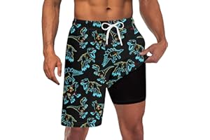Goodstoworld Mens Swim Trunks with Compression Liner 9'' Inseam Quick Dry Swimsuit Shorts M-3XL