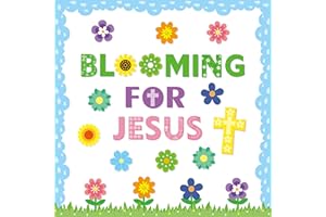 CY2SIDE 106pcs Easter Blooming for Jesus Spring Flowers and Cross Cutouts for Bulletin Board Sets Christian Sunday Church Theme Trim Border Religious Classroom and Sunday School Bulletin Board Decor