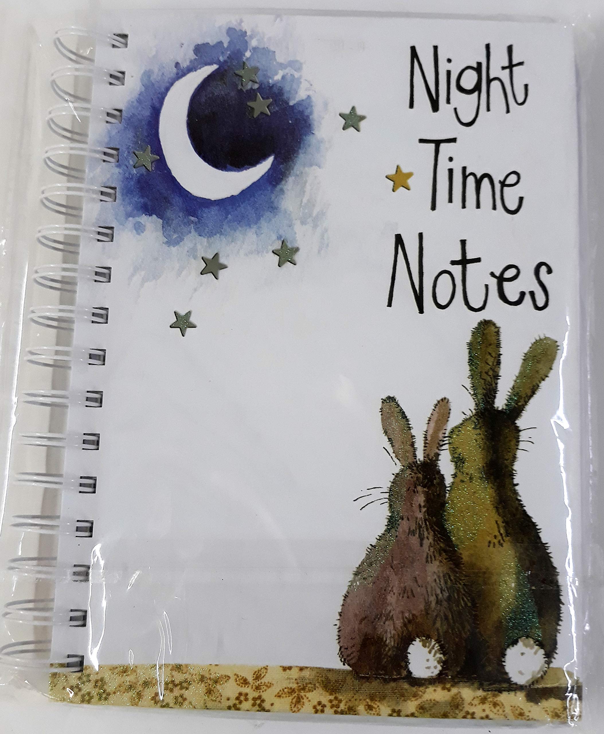 ALEX CLARK Night Time Notes Rabbits Spiral Journal - Blank Pages - Hard Back Cover