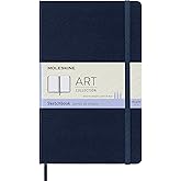 Moleskine Art Sketchbook, Hard Cover, Large (5" x 8.25") Plain/Blank, Sapphire Blue, 104 Pages