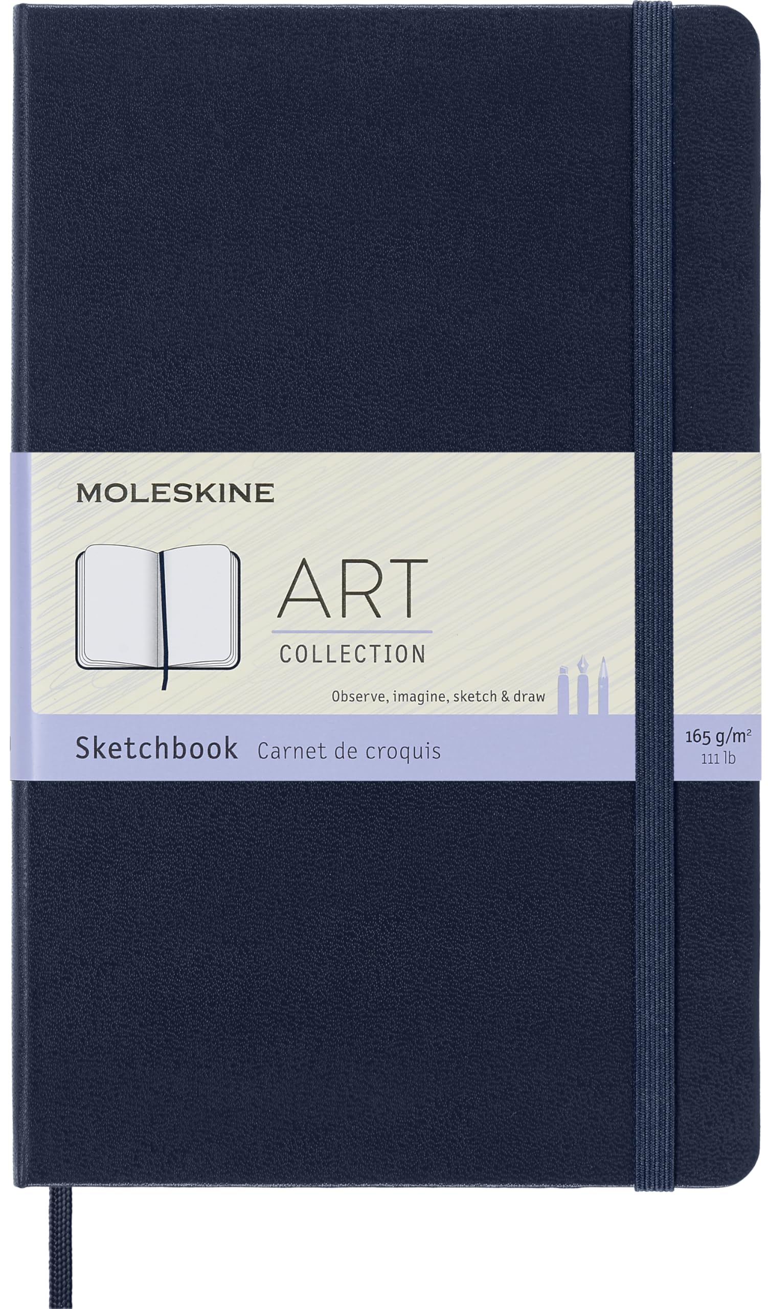 Moleskine 13 x 21 cm Large Art Collection Sketchbook Drawing Pad Notebook Album with Hard Cover and Elastic Closure, Paper Suitable for Pens, Pencils and Crayons, Black, 88 Pages,Blue
