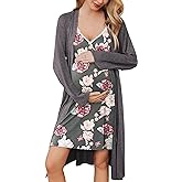 Ekouaer Maternity Nursing Gown and Robe Set Lace Nursing Nightgown for Breastfeeding Labor Delivery gowns for Hospital