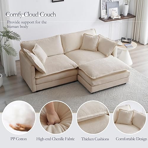GNIXUU Deep Seat Sectional Sofa, Comfy Cloud Couch loveseat