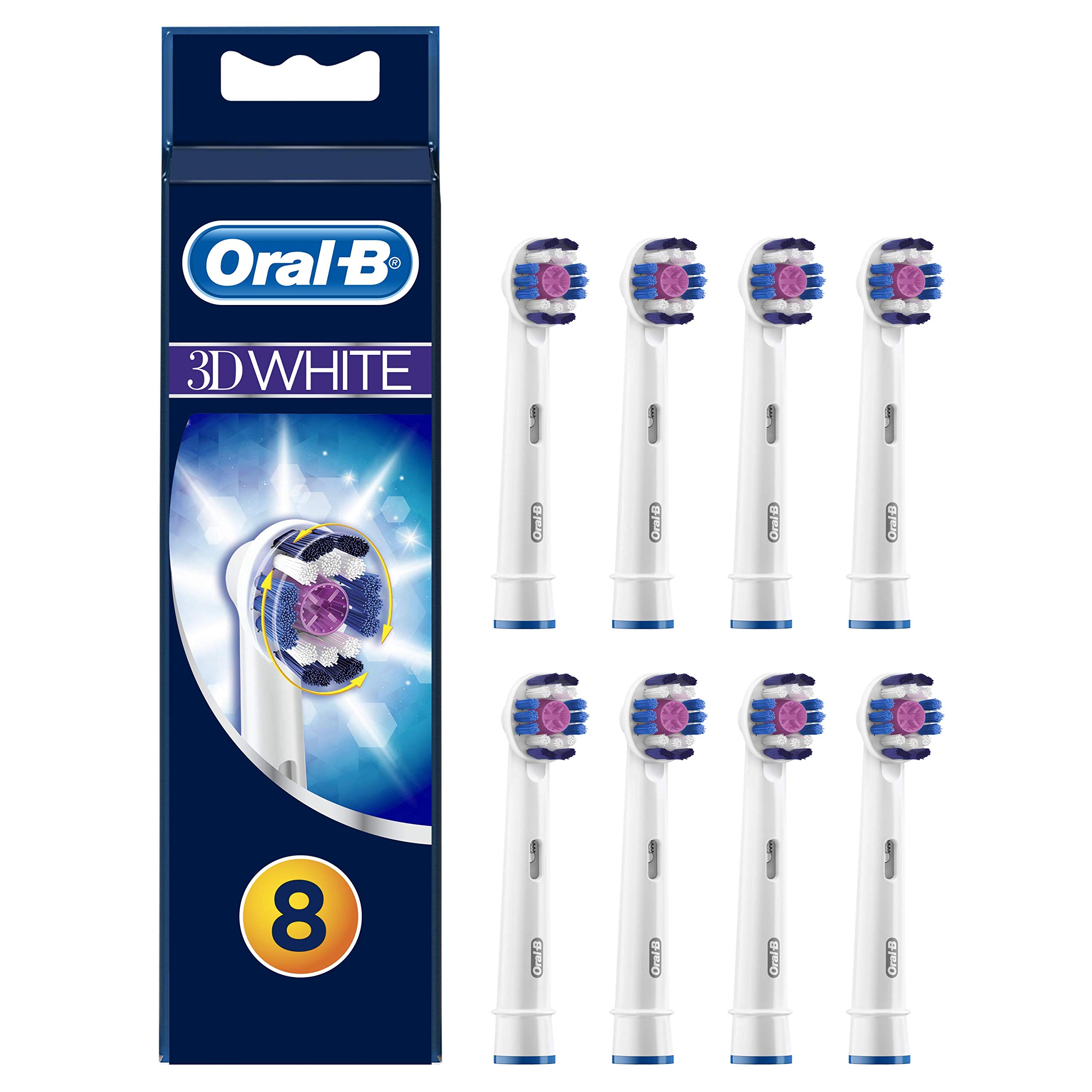 Oral-B - 81702931-3dwhite Brush Heads, Pack of 8, Special Format for Mailbox -