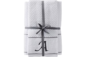 SKL Home by Saturday Knight Ltd. Monogram "A" Bath and Hand Towel Set, White, 4-pack