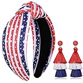 4th of July Headbands for Women American Flag Patriotic Headbands Red White and Blue USA Flag Stripe Star Knotted Headband American Fourth of July Outfits Patriotic Hair Accessories Party Favors Gifts