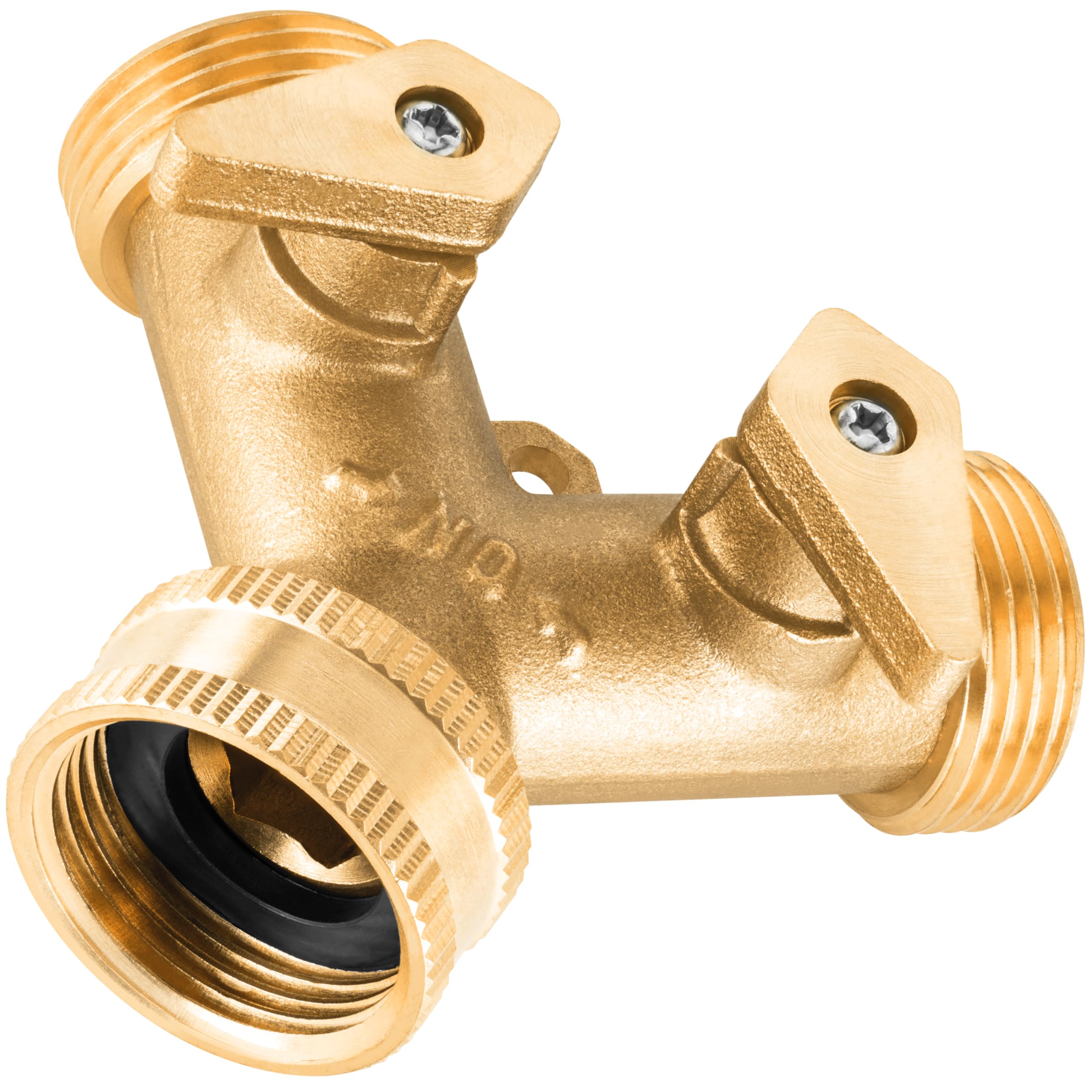 Poppstar 3/4 inch Splitter (Brass) for Water Tap, Washing Machine, Kitchen & Garden (2 valves Separately sealable)